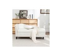 Living and Home Left Hand Facing Chenille Chaise Lounge with Storage and Pillow in White Living and Home White