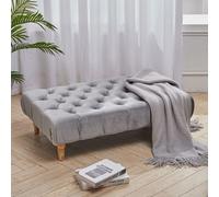 Living And Home Light Grey Vintage Button Tufted Rectangular Velvet Footstool Bench With Wood Legs W 1000 X D 600 X H 300 mm