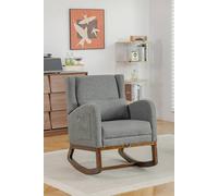Living And Home Linen Upholstered Rocking Chair In Grey Grey