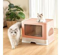 Living and Home Livingandhome Enclosed Folding Plastic Cat Litter Box with Scoop