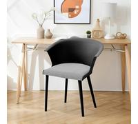 Living and Home Livingandhome Modern Gray Plastic Chairs, Set of Four, Durable and Lightweight - Black