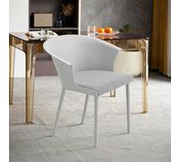 Living and Home Livingandhome Modern Gray Plastic Chairs, Set of Four, Durable and Lightweight - Gray