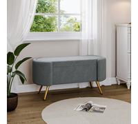 Living And Home Luxurious Grey Fabric Upholstered Accent Living Room Hallway Bench Bed End Bench W 1000 X D 500 X H 480 mm