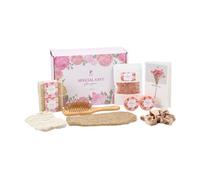 Living And Home Luxury Rose Spa Bath Gift Set With Soap, Bath Salt, Shower Steamers And Accessories In Elegant Gift Box