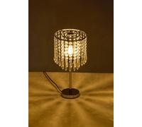 Living and Home Luxury Table Lamp with Iron Base and a Crystal-Beaded Shade in Silver Living and Home Silver