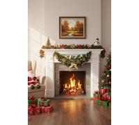 Living And Home Merry Christmas Pvc Swag Wall Decoration With Ball, Flower, Bow & Bell Multi