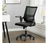 Living and Home Mesh Back Ergonomic 360 Degree Swivel Office Chair with Folding Armrests - Black - Black