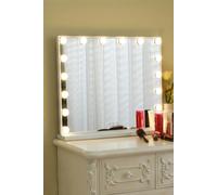 Living and Home Metal Round Hollywood Vanity Mirror with LED Lights & Touch Screen Control,Tabletop Cosmetic Mirror For Home - Natural White