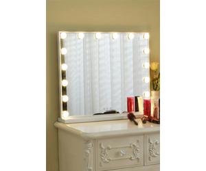 Living and Home Metal Round Hollywood Vanity Mirror with LED Lights & Touch Screen Control,Tabletop Cosmetic Mirror For Home - Natural White