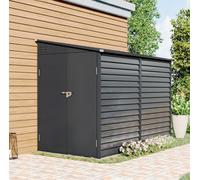 Living And Home Metal Shed Garden Storage Shed Lean To Shed Motorcycle Shed With Lockable Door Pent Roof,charcoal Black, 4.6X9 Ft