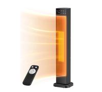 Living And Home Midea 30 Inch 2Kw Ptc Ceramic Tower Heater Touch Control 65-75°Oscillation With Remote Control, Overheat & Tip Protection In Black Black One Size