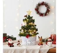 Living And Home Mini Christmas Tree With Fairy Lights Set, Christmas Decorations, 30Cm W X 53Cm H