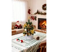 Living And Home Mini Flower Decor Pre-Lit Christmas Tree With Deer Pattern Base Multi