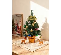 Living And Home Mini Pre-Lit Christmas Tree With "merry Christmas" Top & Baubles Multi One Size