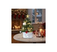 Living And Home Mini Pre - Lit Led Christmas Tree With Non-Woven Base (Deer & Fence Design) In Green Green One Size