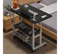Living And Home Minimalist Black Brushed Finish Bedside Adjustable Desk, 60Cm (W) X 40Cm (D) X 90Cm (H)