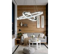 Living And Home Modern 2-Tier Adjustable Crystal Led Pendant Light 40+60Cm Multi One Size