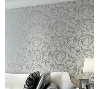 Living And Home Modern 3D Damask Texture Wallpaper Non Woven Silver Grey Wallpaper Decorative Paper 10M