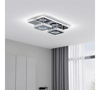 Living And Home Modern 42Cm W Small Chrome Effect Crystal Flush Led Cool White Ceiling Light Fixture