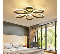 Living And Home Modern 6 Curved Shape Black Acrylic Symmetric Petal Dimmable Led Semi Ceiling Light Fixture 58Cm