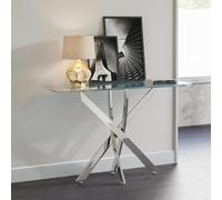 Living And Home Modern And Futuristic Clear Glass Top Coffee Console Table End Bedside Table With Chrome Legs