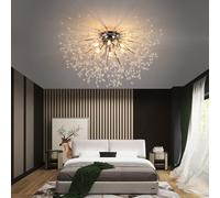 Living And Home Modern Chrome 6 Lights Sputnik Dandelion Crystal Flush Mount Ceiling Lights Chandelier Lamp 50Cm
