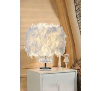 Living And Home Modern Feather Bedside Table Lamp In White White One Size