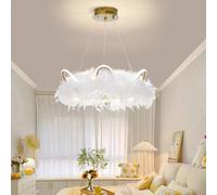 Living And Home Modern Gold Chic Feather Chandelier Curly Led Ceiling Pendant Light Fixture In White Light
