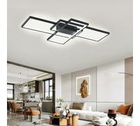 Living and Home Modern LED Ceiling Light with 3 Black Rectangle Lampshades - White Light - 110 cm - Non-Dimmable without Remote