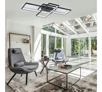 Living and Home Modern LED Ceiling Light with 3 Black Rectangle Lampshades - White Light - 90 cm - Non-Dimmable without Remote