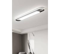 Living And Home Modern Minimalist Long Strip Led Ceiling Light With Geometric Metal Ring Design In Black Black One Size