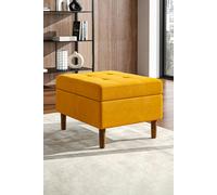 Living and Home Modern Rectangular Tufted Velvet Footstool Storage Ottoman - Yellow