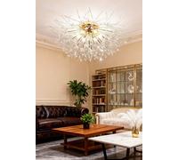 Living and Home Modern Sputnik Chandelier Fireworks Flush Mount Ceiling Light in Gold Living and Home Gold