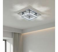 Living and Home Modern Square Crystal Ceiling Light with Chrome Finish