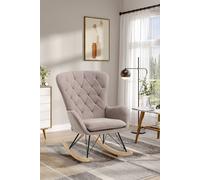 Living And Home Modern Terry Cloth Diamond Check Tufted Rocking Chair In Light Brown Light Brown One Size