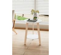 Living And Home Modern Two-Tier Functional Side Table， 48Cm W X 48Cm D X 60Cm H In White White