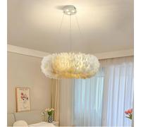 Living And Home Modern White Chic Fluffy Feather Chandelier Ceiling Pendant Light Shade Dia 50Cm