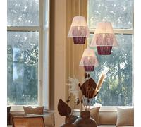 Living And Home Modern White Pendant Light With Purple Paper Rope Design Multi