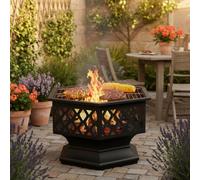 Living And Home Must-Have Heating & Cooking Hexagonal Fire Pit For Gatherings With Grill Grate And Fire Poker