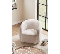 Living And Home Netural Bouclé Tub Accent Chair With Swivel Base In White White One Size