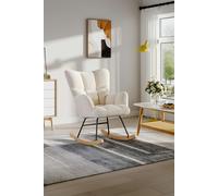 Living and Home Netural Bouclé Tufted Upholstered Rocking Chair - Cream