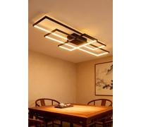 Living And Home Neutral Style Dimmable Rectangular Led Semi Flush Ceiling Light In Black Black One Size