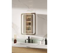 Living And Home O-Shaped Led Anti-Fog Storage Mirror Cabinet With Sensor Switch And Clock In Silver Silver One Size
