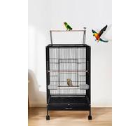 Living And Home Open Top Metal Pet Birdcage With Casters In Black Black One Size