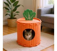 Living And Home Orange Carrot-Shaped Felt Cat House For Cats And Small Pets, 37Cm(W) X 60Cm(H)