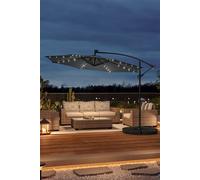 Living and Home Outdoor 32 LED Lighted Patio Umbrella with Crank Lift System, Cross Base & Fillable Base in Dark Grey Living and Home Dark Grey