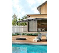 Living And Home Outdoor 32 Led Lighted Patio Umbrella With Crank Lift System, Cross Base & Fillable Base In Light Grey Light Grey