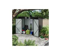 Living And Home Outdoor Galvanized Steel Storage Shed With Dual Doors In Black Black One Size