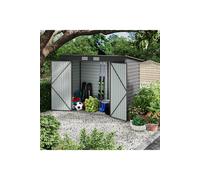 Living And Home Outdoor Galvanized Steel Storage Shed With Dual Doors In Grey Grey One Size