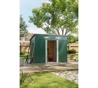 Living and Home Outdoor Metal Garden Storage Shed, 8 x 4 ft Galvanized Steel Tool Shed w/ Double Sliding Doors, Ventilated Weatherproof Design, Dark Living and Home Green